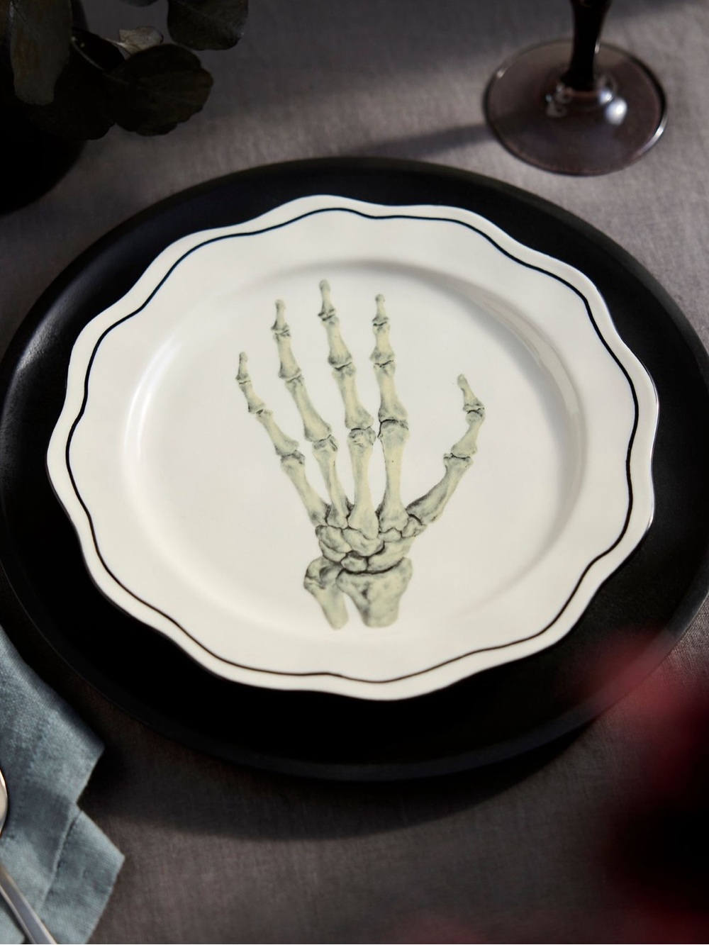 NEW Anthropologie Terrain Skeleton Hand Stoneware Plate